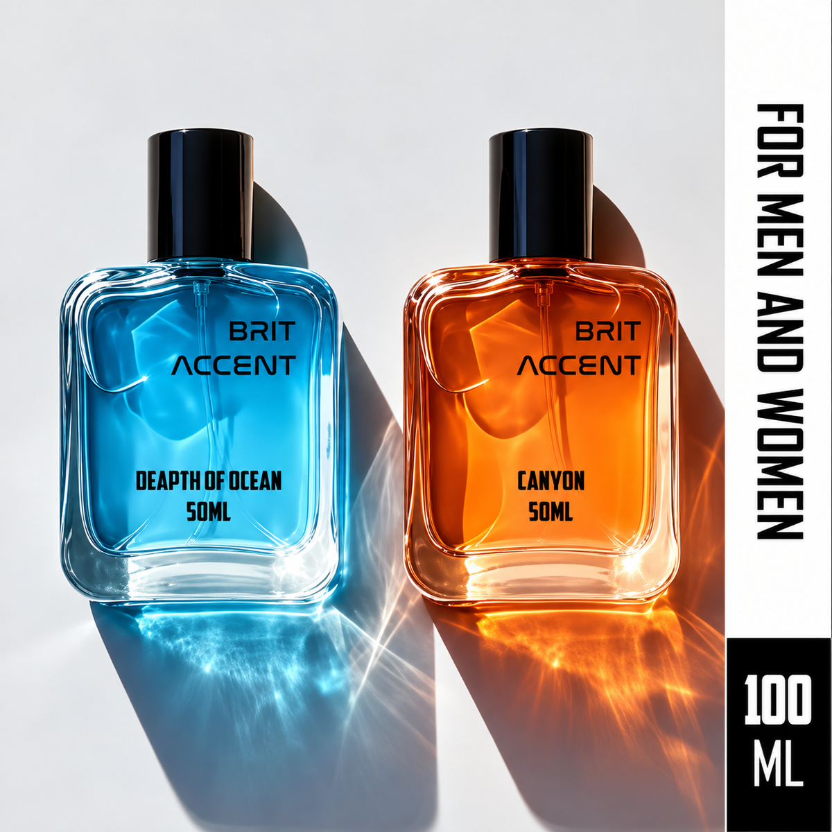 BRIT ACCENT Combo Pack Of 2|Depth Of Ocean-Canyon|Parfum|Long-Lasting|Specially Currated| Eau de Toilette - 100 ml (For Men & Women)
